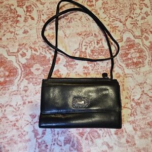Y2K Fossil Black Leather Crossbody Bag